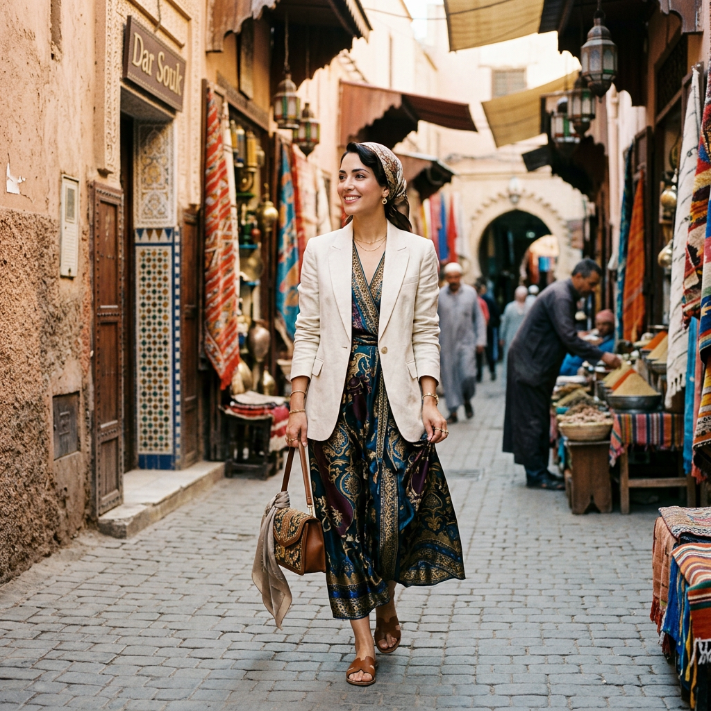 Elegant lady in Marrakech, Morocco