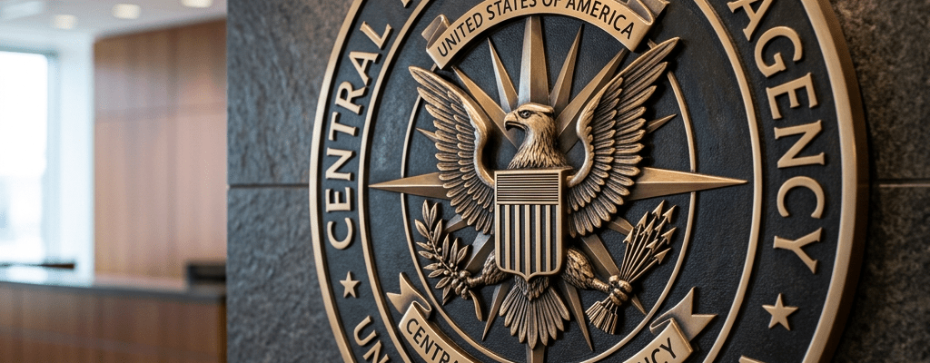 Central Intelligence Agency seal reading United States of America and Central Intelligence Agency