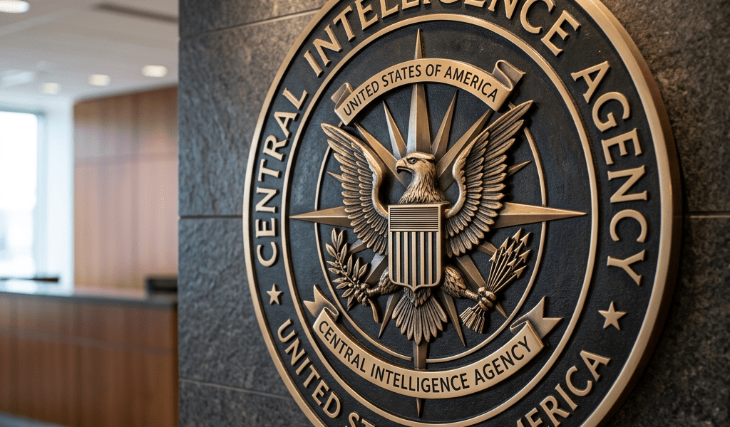 Central Intelligence Agency seal reading United States of America and Central Intelligence Agency